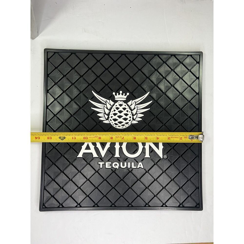Avion Tequila Rubber BAR SPILL MAT 14”x14” Rail Man Cave Bar Black White NEW - Picture 4 of 8